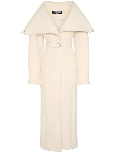 Jacquemus Le Manteau Caruso Wool Long Coat In White