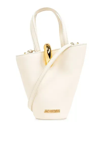 Jacquemus Le Petit Bambola Asymmetric Mini Bucket Bag In White