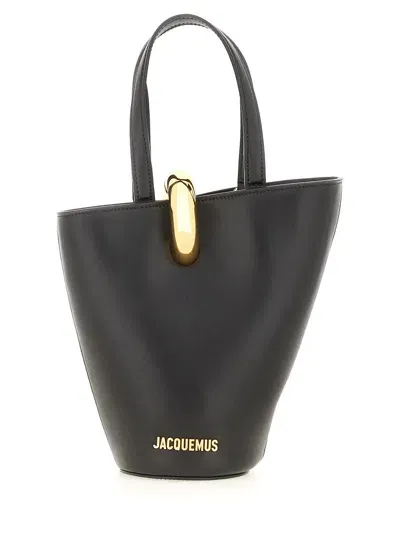 Jacquemus Le Petit Bambola Leather Bucket Bag In Black