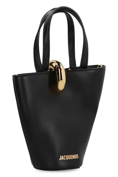 Jacquemus Le Petit Bambola Ring Leather Bucket Bag In Black