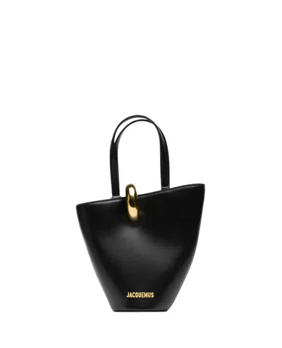 Jacquemus Le Petit Bambola Leather Tote Bag In Black