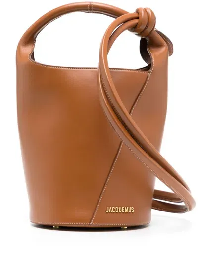 Jacquemus Le Petit Tourni Leather Bucket Bag In Brown