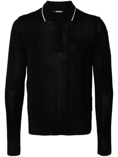 Jacquemus Le Polo Tricot Polo Shirt In Black