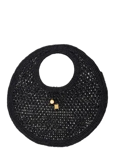 Jacquemus Womens Black Le Rond Spiaggia Raffia Shoulder Bag