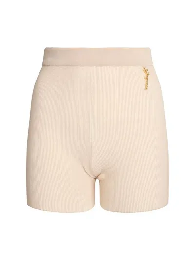 Jacquemus Le Short Pralu Rib Knit Shorts In Beige