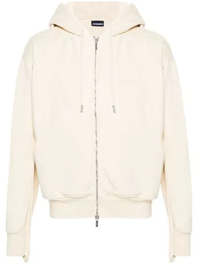 Jacquemus Le Sweater Camargue Zippé Zip-up Hoodie In Beige