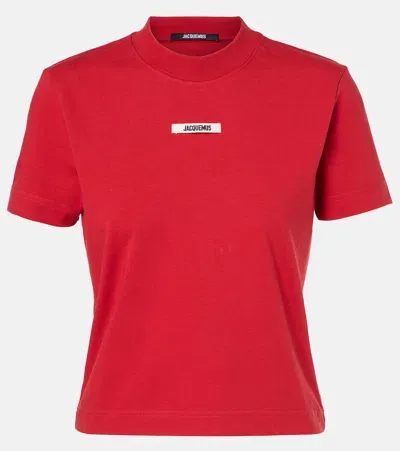 Jacquemus Le Tshirt Gros Grain Logo T-shirt In Red