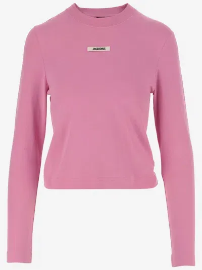 Jacquemus Le T-shirt Gros Grain Manches Longues In Pink