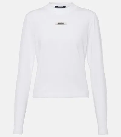 Jacquemus Top Le T-shirt Gros Grain Manches Longues In White