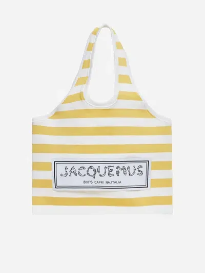 Jacquemus Le Tote Marcel Striped Knit Bag In Multyellow