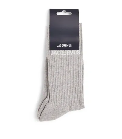 Jacquemus L'écharpe Logo Socks In Grey