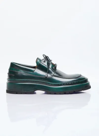 Jacquemus Les Bateau Pavane Lace-up Shoes In Green