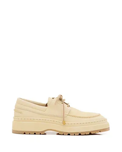 Jacquemus Les Bateau Pavane Leather Lace-up Shoes In Neutrals