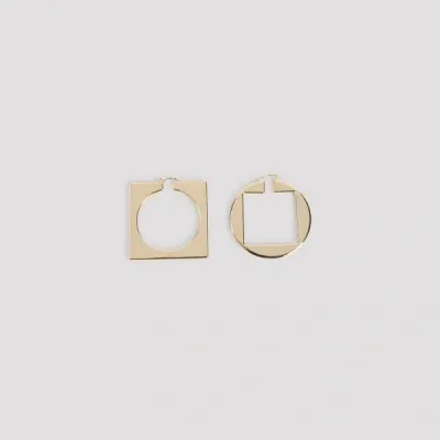 Jacquemus Light Gold Aluminum Les Creoles Rond Carre Earring