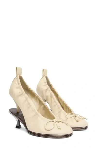 Jacquemus Les Double Ballerines Pump In Pale Yellowdark Brown