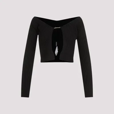 Jacquemus Pralu Long Viscose Cardigan In Black