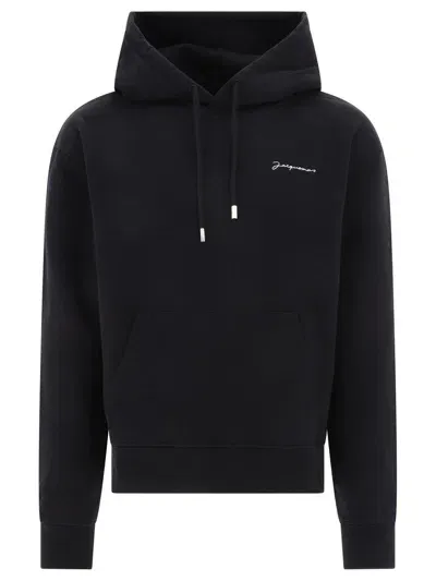 Jacquemus Embroidered Logo Hoodie In Black