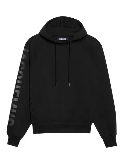 Jacquemus Logo Sleeve Hoodie In Black