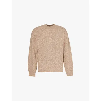 Jacquemus Mens Beige 2 Round-neck Relaxed-fit Alpaca Wool-blend Knitted Jumper In Brown