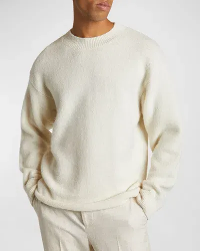 Jacquemus Men's Brushed Logo Sweater In Light Beige