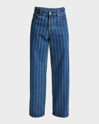 Jacquemus Men's Signature Striped Jeans In Print Blue Stripe