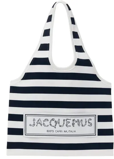 Jacquemus La Casaコレクション ネイビー＆ホワイト Le Sac Marcel トートバッグ In 045 Multi-navy