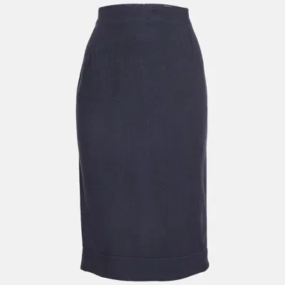 Pre-owned Jacquemus Navy Blue Linen Blend L'annee 97 Pencil Skirt M