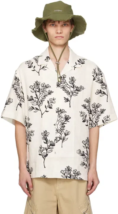 Jacquemus Off-white La Casa 'la Chemise Jean' Shirt In 1hn Print Black