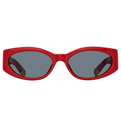 Jacquemus Oval Frame Sunglasses In Red