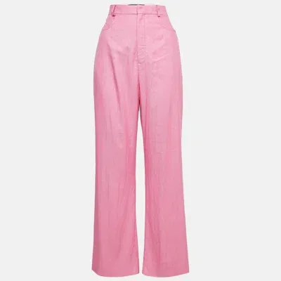 Pre-owned Jacquemus Pink Linen Blend Wide Leg Trousers M