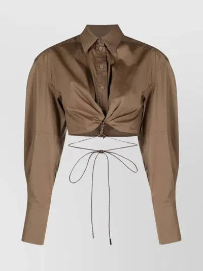 Jacquemus Women's La Chemise Plidao Cropped Shirt In Brown