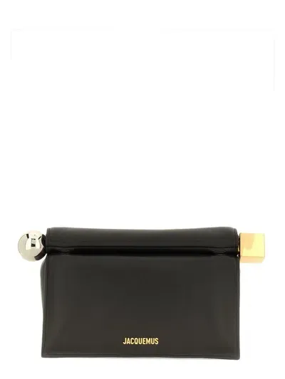 Jacquemus Mini Leather Pochette Cross-body Bag In Black