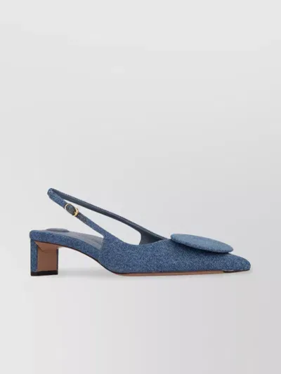 Jacquemus Circle Square Slingback Pumps In Blue