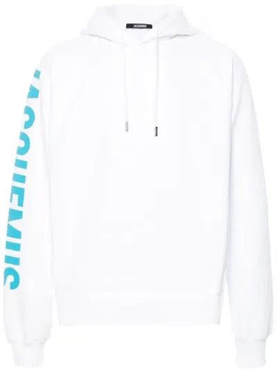 Jacquemus Raised-logo Cotton Hoodie In ホワイト