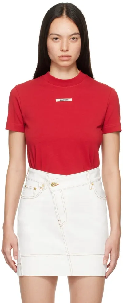 Jacquemus Red La Casa 'le T-shirt Gros Grain' T-shirt In 480 Dark Red