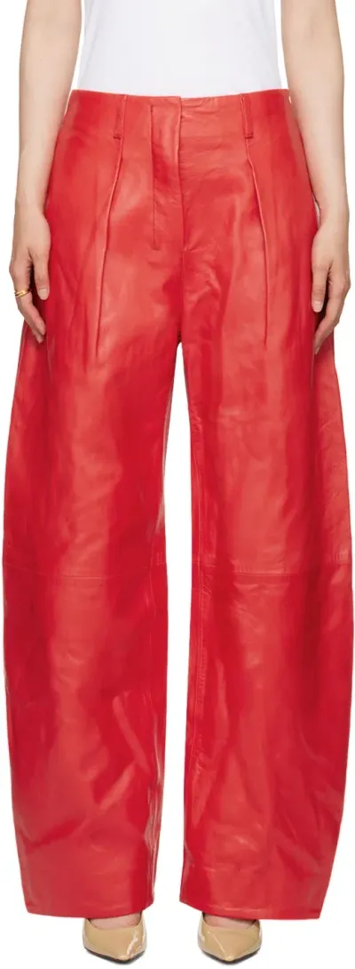 Jacquemus Red Les Sculptures 'le Pantalon Ovalo Cuir' Leather Pants In 470 Red