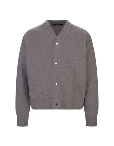 Jacquemus Ribbed Knit Cardigan In Grey