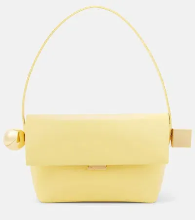 Jacquemus Le Rond Carre Leather Shoulder Bag In Gold Plated Circle And Square Charms