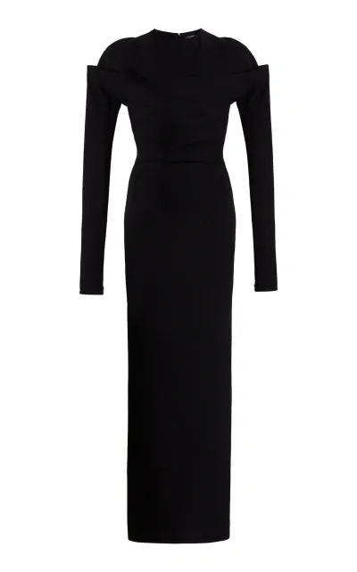 Jacquemus Sabre Draped Maxi Dress In Black