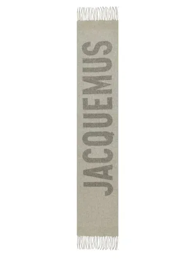 Jacquemus Scarf With Logo In Grey