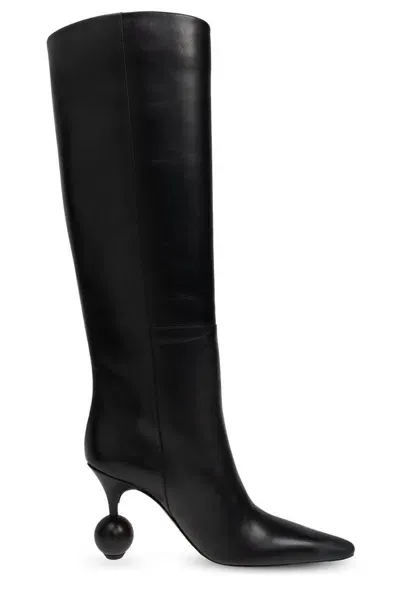 Jacquemus Shaped Heeled Boots In Black