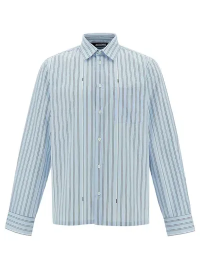 Jacquemus Shirts In Print Blue Stripes