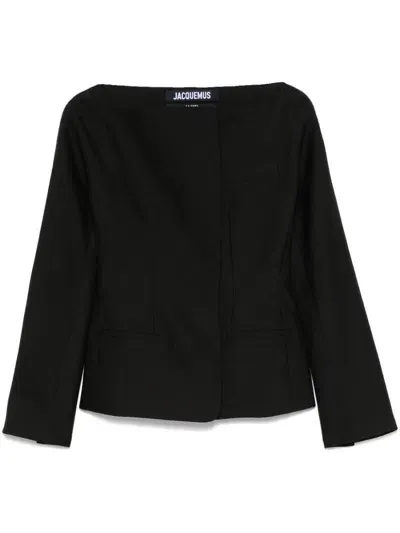 Jacquemus Silk Twill Jacket In Black  