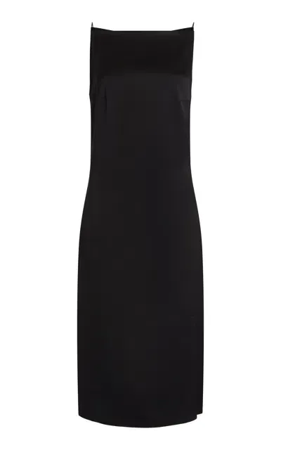 Jacquemus La Robe Spoglio Satin Midi Dress In Black