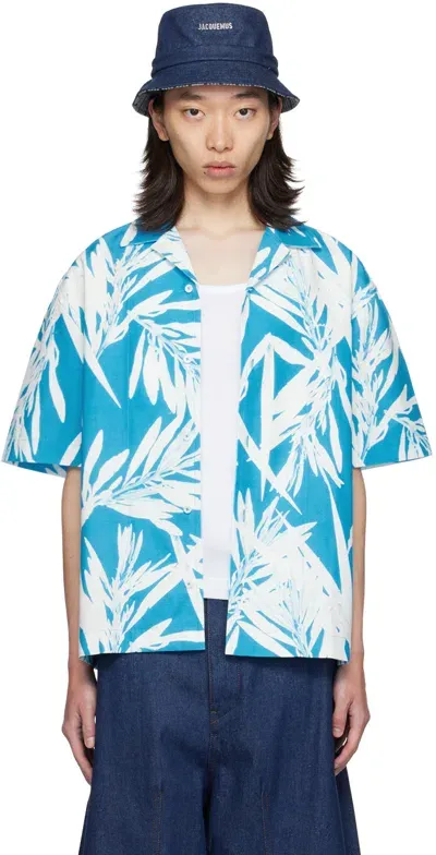 Jacquemus Ssense Exclusive Blue & White La Casa 'la Chemise Jean' Shirt In 3dd Prt Foliage Wh/b