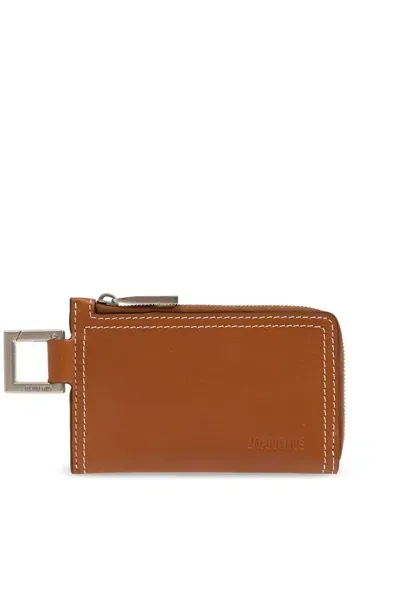 Jacquemus Stitch Detailed Card Case In Brown