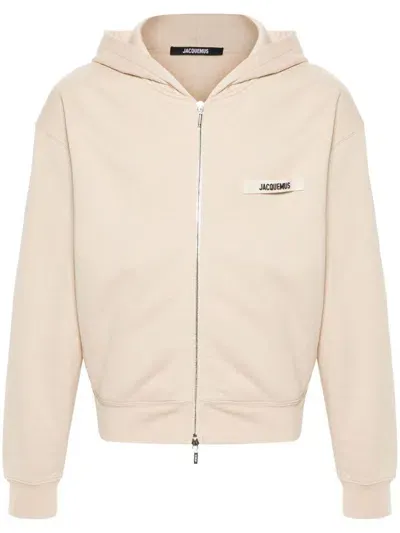 Jacquemus Le Hoodie Gros Grain Zip-up Sweatshirt In Neutrals