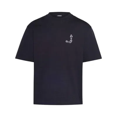 Jacquemus Mèru Blue T-shirt With Fisherman Print In Cotton Man