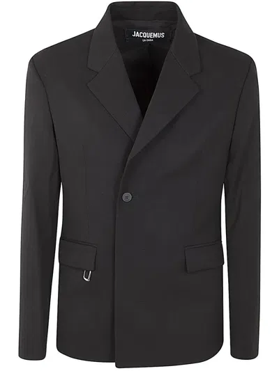 Jacquemus Single Breasted Sleeved Blazer In Black