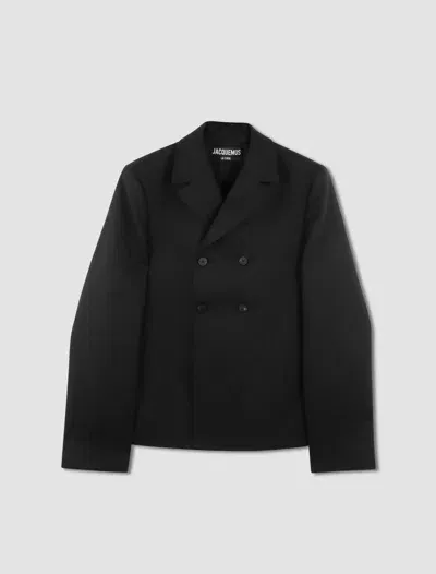 Jacquemus Wool Double-breasted Blazer In Black